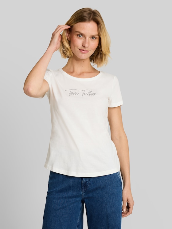 T-shirt with glitter logo - Whisper White