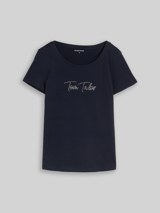 T-shirt with glitter logo - sky captain blue