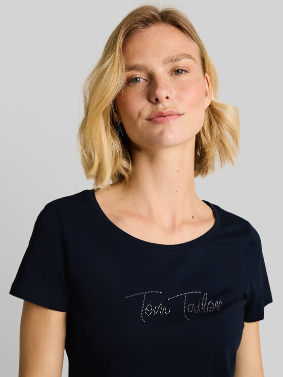 T-shirt with glitter logo - sky captain blue