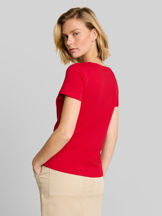 T-shirt with glitter logo - soft scarlet red