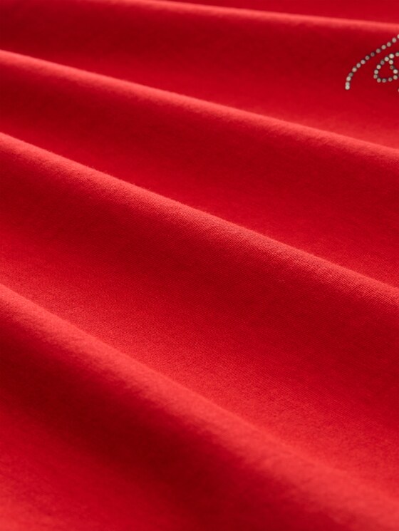 T-shirt with glitter logo - soft scarlet red