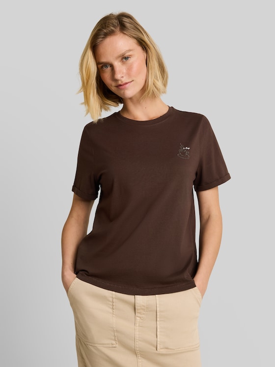 Printed T-shirt - java dark brown