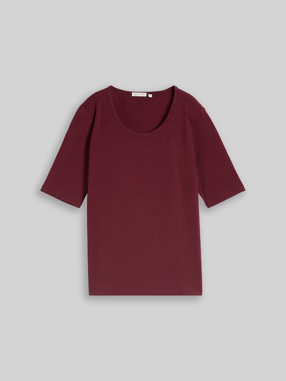 Basic t-shirt with a round neckline - Preppy Plum
