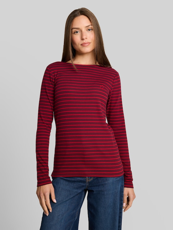 Long-sleeved top with a striped pattern - preppy plum red stripe