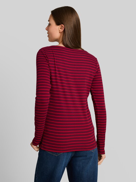 Long-sleeved top with a striped pattern - preppy plum red stripe