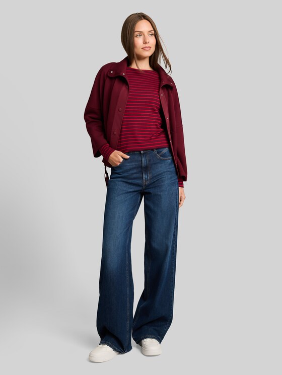 Long-sleeved top with a striped pattern - preppy plum red stripe