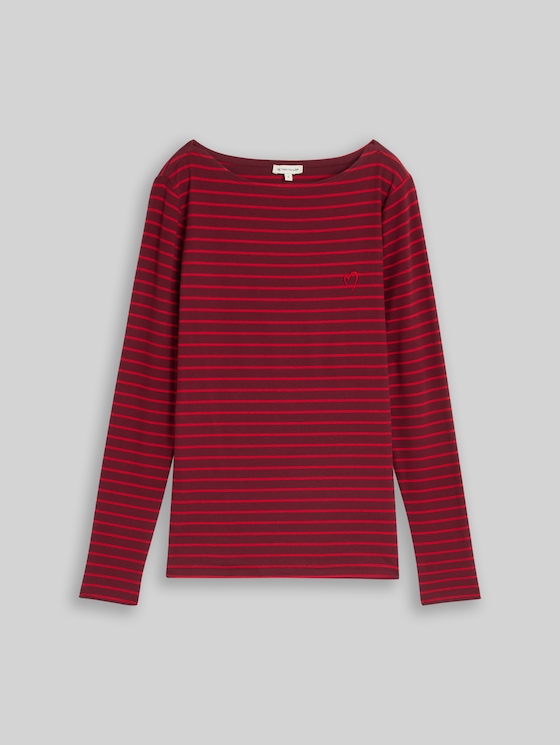 Long-sleeved top with a striped pattern - preppy plum red stripe