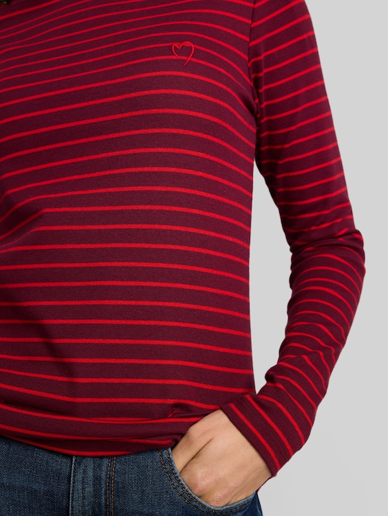 Long-sleeved top with a striped pattern - preppy plum red stripe