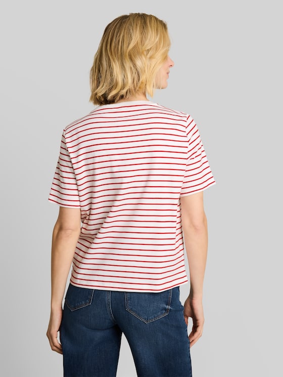 T-shirt with lettering - red offwhite stripe