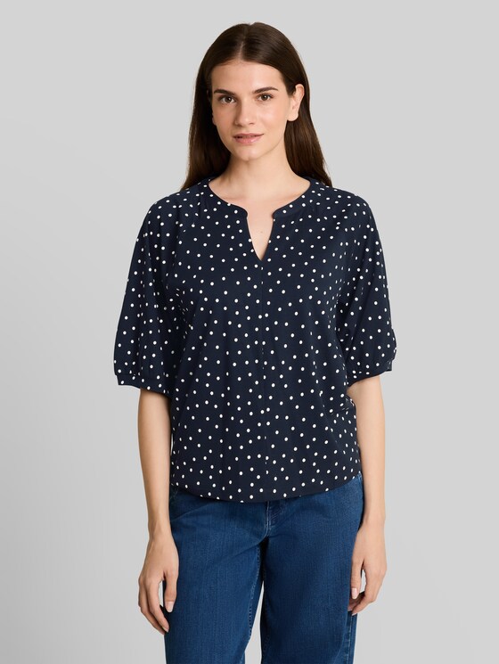 T-shirt with polka dot pattern - navy white small dot design