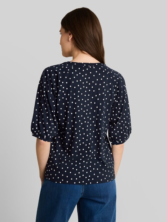 T-shirt with polka dot pattern - navy white small dot design