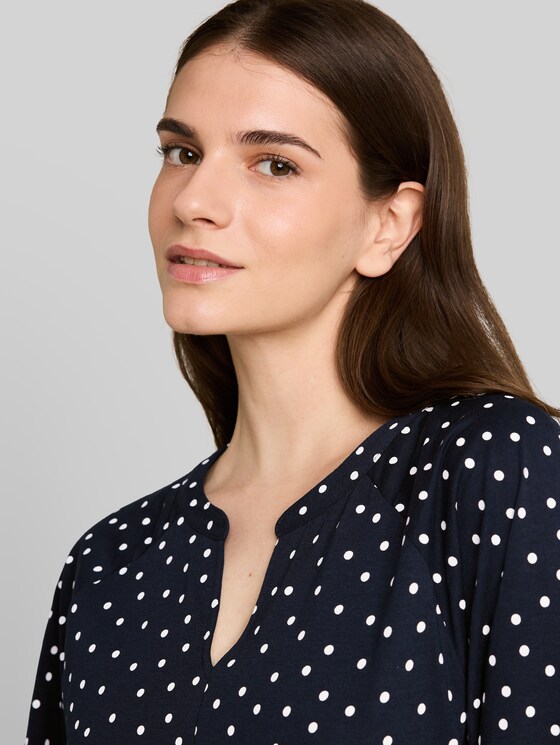 T-shirt with polka dot pattern - navy white small dot design
