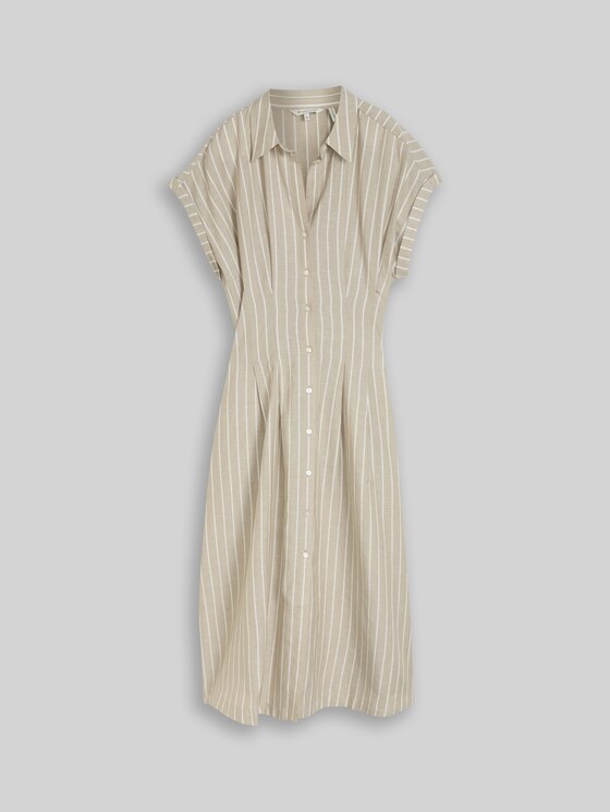 Midi dress with a striped pattern - olive irregular stripe