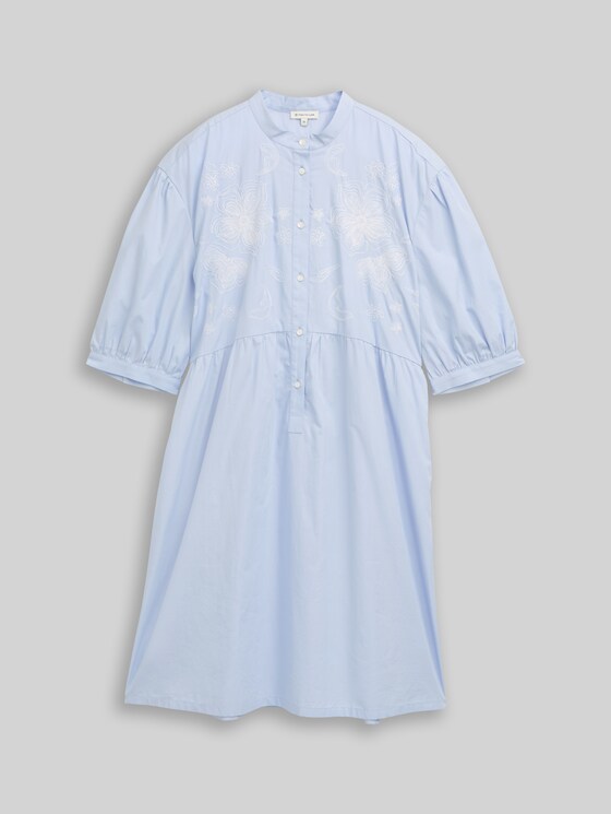 Loose-fit dress with floral embroidery - Kentucky Blue