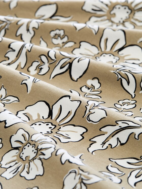 Jersey dress with cut-out detail - olive big flower design