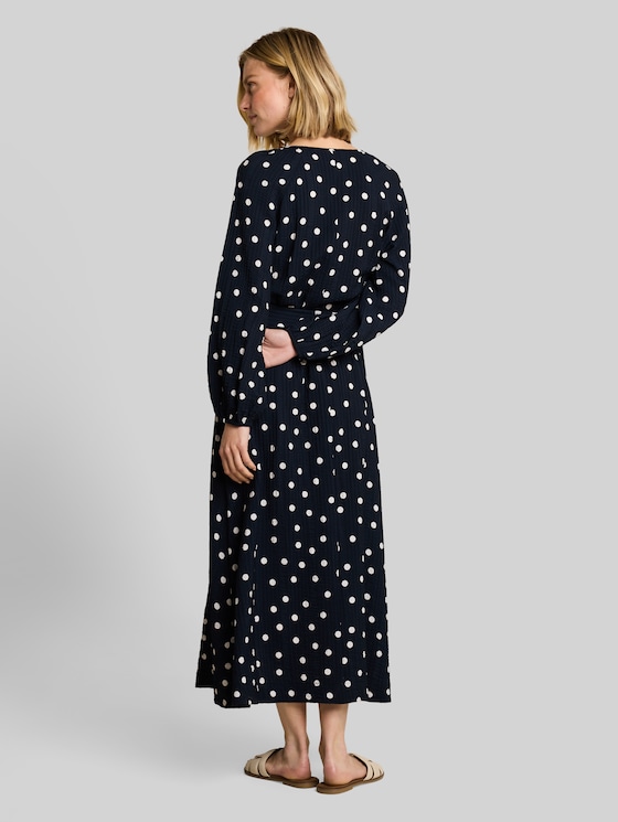 Maxi dress with polka dot pattern - navy big dot design