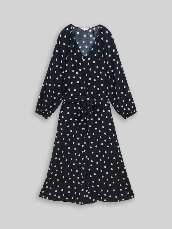 Maxi dress with polka dot pattern - navy big dot design