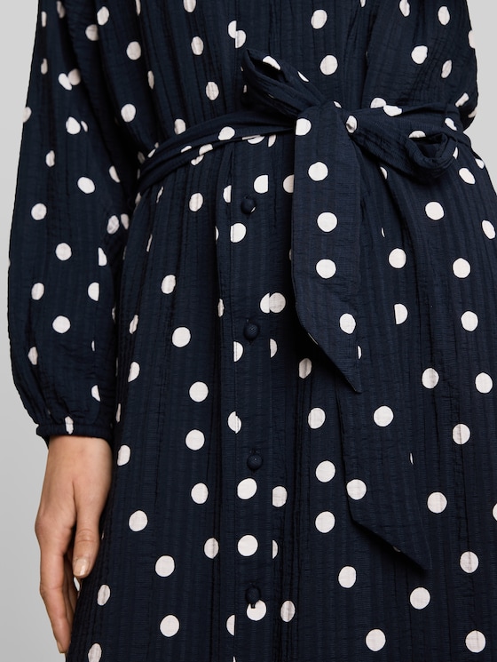 Maxi dress with polka dot pattern - navy big dot design
