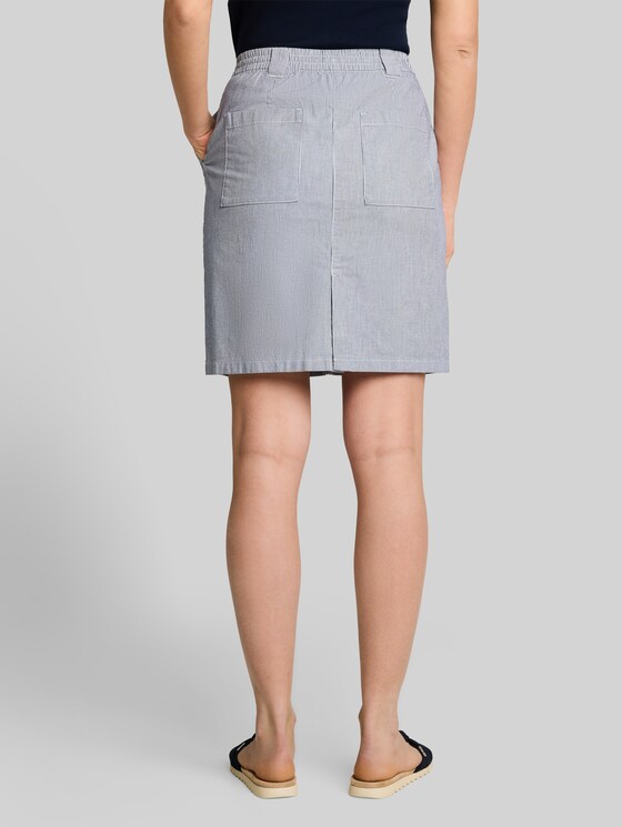Chino skirt with drawstring - delicate navy white stripe