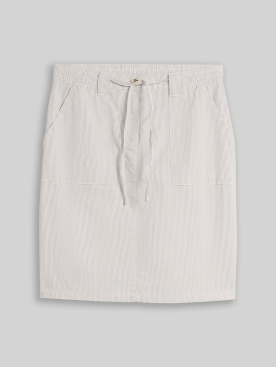 Chino skirt with drawstring - delicate taupe grey stripe