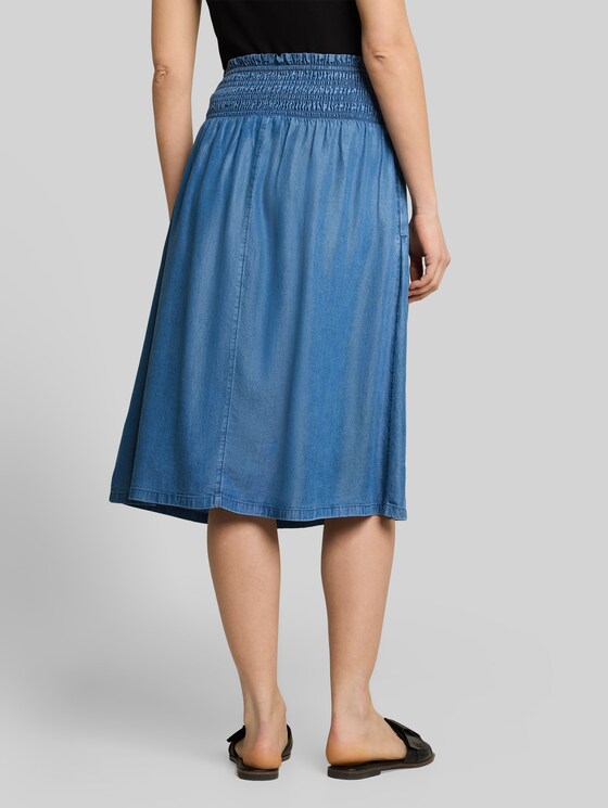 Denim skirt with side pockets - Clean Light Stone Blue Denim