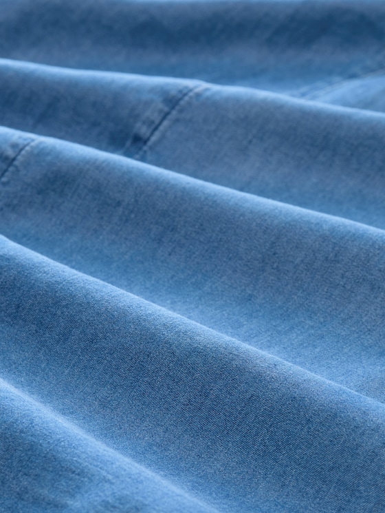 Denim skirt with side pockets - Clean Light Stone Blue Denim