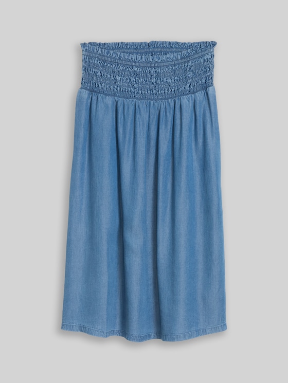 Denim skirt with side pockets - Clean Light Stone Blue Denim