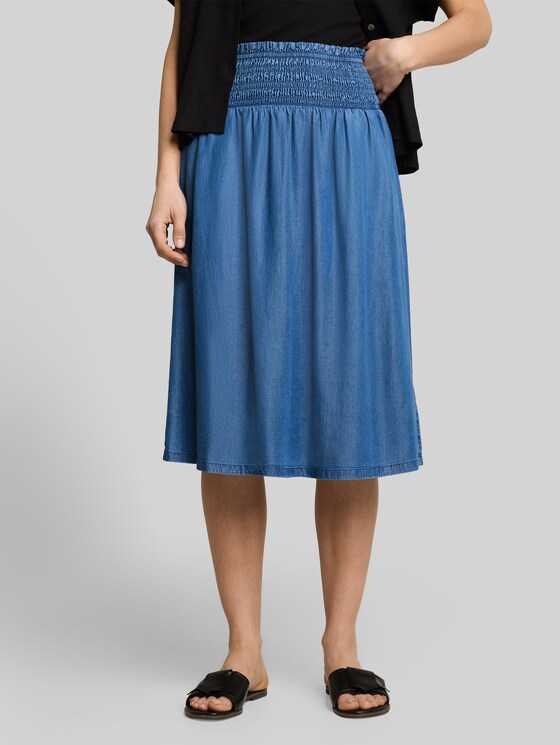 Denim skirt with side pockets - Clean Light Stone Blue Denim