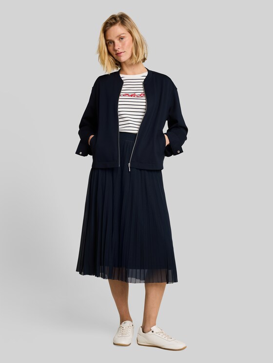 High-waisted pleated midi skirt - sky captain blue
