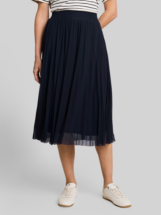 High-waisted pleated midi skirt - sky captain blue