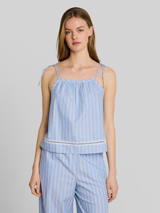 Striped blouse top - blue white vertical stripe
