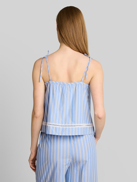 Striped blouse top - blue white vertical stripe