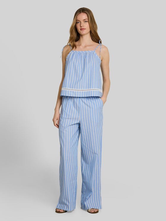 Striped blouse top - blue white vertical stripe