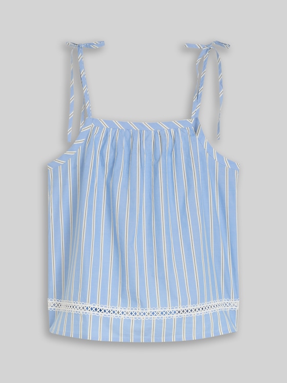 Striped blouse top - blue white vertical stripe