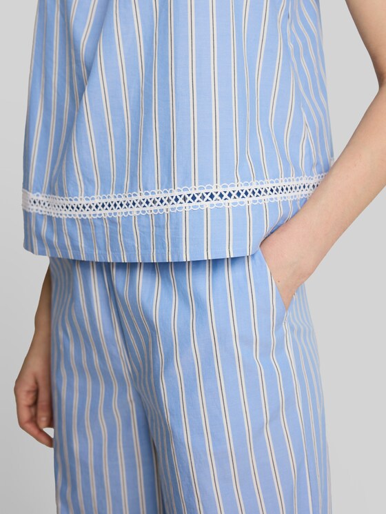 Striped blouse top - blue white vertical stripe