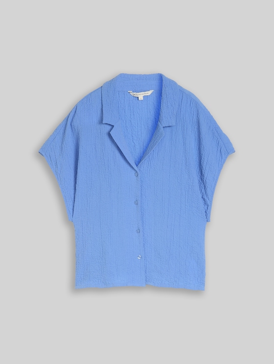 Seersucker resort shirt blouse - Bonnet Blue