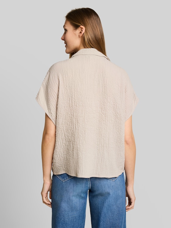 Seersucker resort shirt blouse - cloud grey