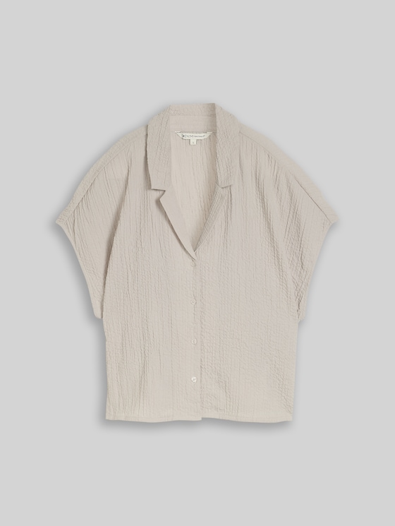 Seersucker resort shirt blouse - cloud grey