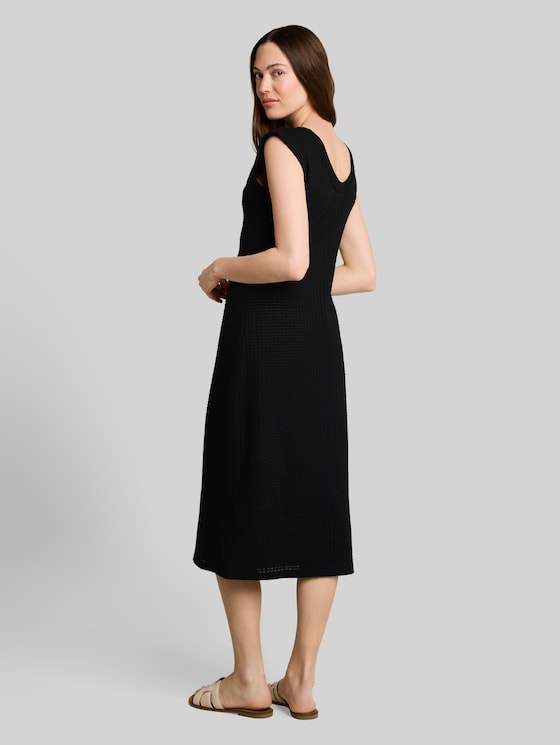 Midi dress with linen blend - deep black