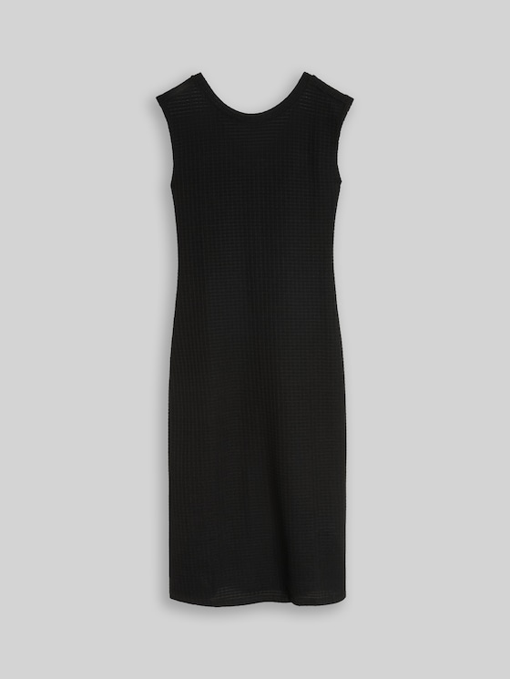 Midi dress with linen blend - deep black