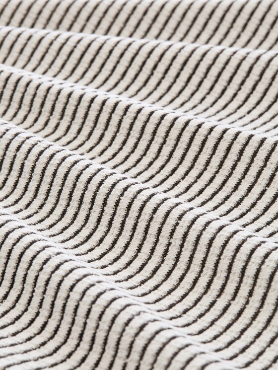 Midi dress with linen blend - white black knit stripe
