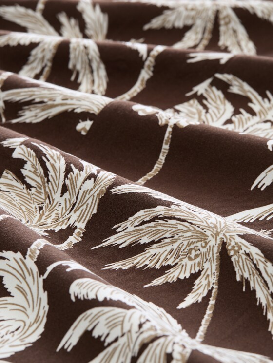 Maxi dress with flounces - brown palmtree print