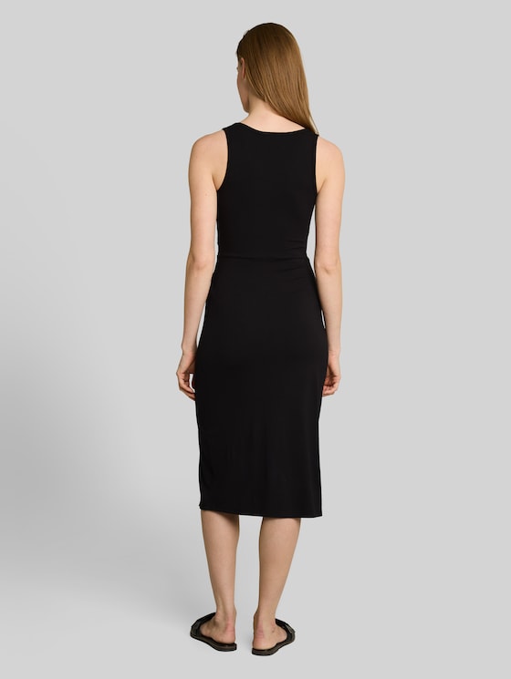 Fitted midi dress with knot detail - deep black