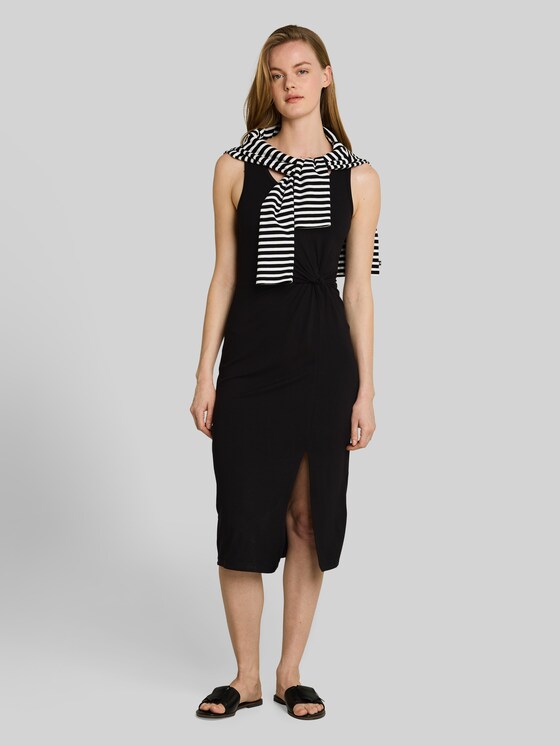 Fitted midi dress with knot detail - deep black