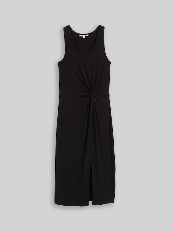 Fitted midi dress with knot detail - deep black
