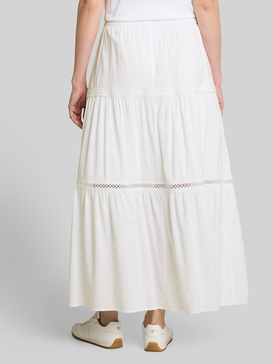 Maxi skirt with flounces - White