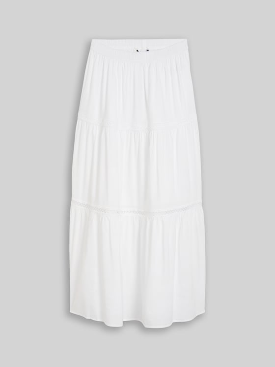 Maxi skirt with flounces - White