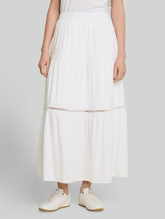 Maxi skirt with flounces - White