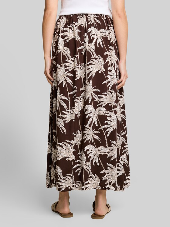 Viscose maxi skirt - brown palmtree print