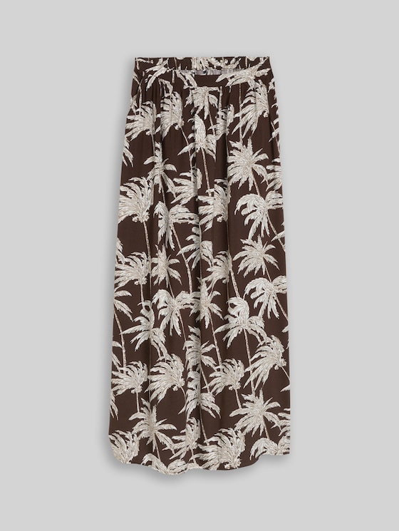 Viscose maxi skirt - brown palmtree print